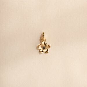 NIB GLDN 10k Solid Gold Midnight Blossom Flower Charm Tourmaline Gemstone